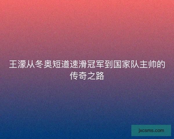 王濛从冬奥短道速滑冠军到国家队主帅的传奇之路